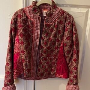 Vintage Oilily Quilted Jacket Sz 34 (XS) Red print